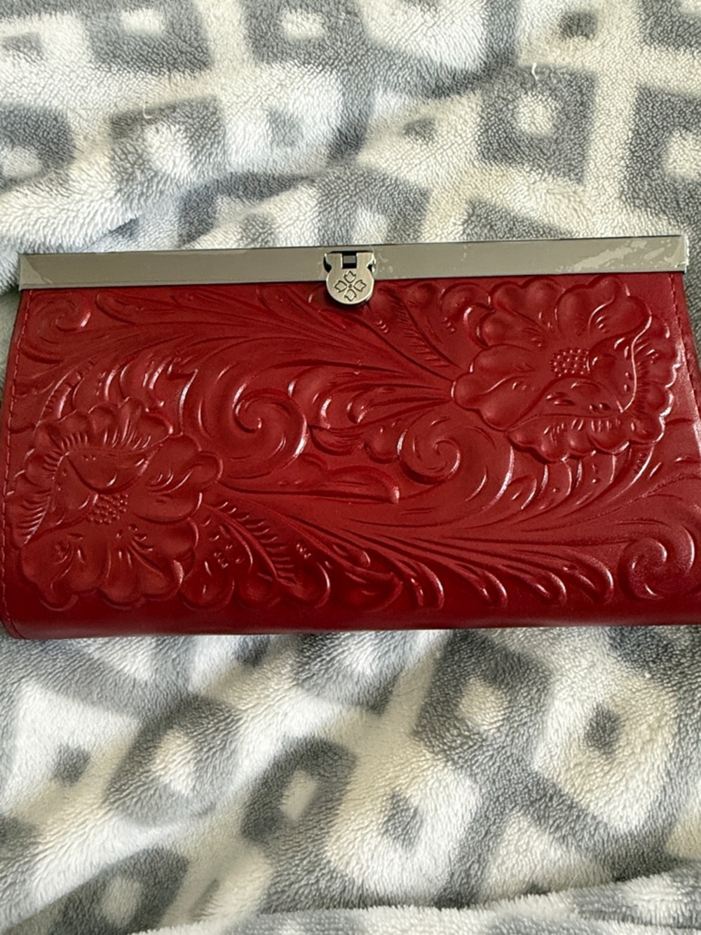 Patricia Nash “Cauchy” Tooled Lava Red”wallet NWT & authenticity Card.